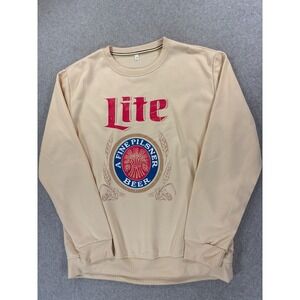 Miller Lite Screened Logo Crew Sweatshirt (Men's 2XL) Tan